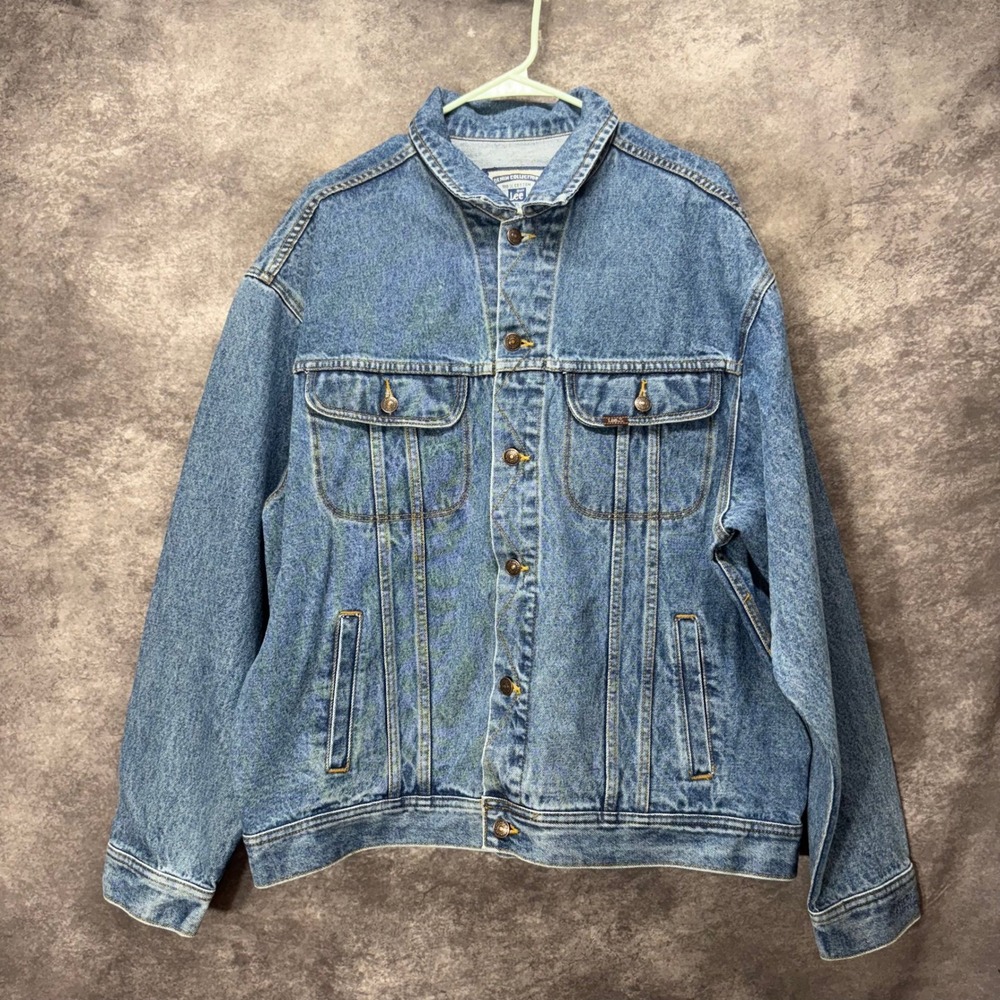 Vintage 90s Lee Denim Collection Trucker Jacket Men's Size XL Utility Grunge